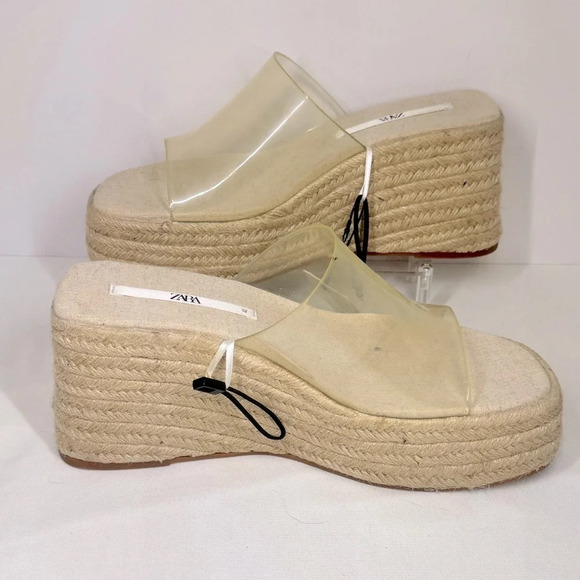 Zara espadrille platform slip on sandals NWT size 10 - Picture 1 of 7